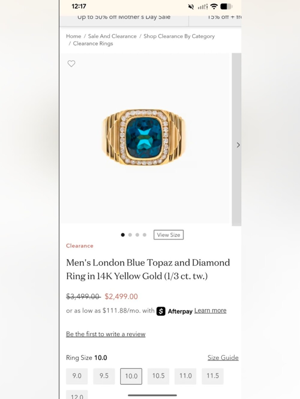 Helzberg Diamonds Gold Ring with Blue Center Stone and Halo - Picture 12 of 12